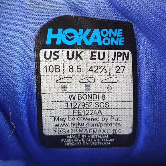 Hoka One One Bondi 8 Women's Sz 10 B Blue Running Walk Gym Athletic Comfort Shoe - Picture 10 of 10